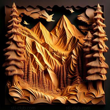 3D model mountain forest (STL)